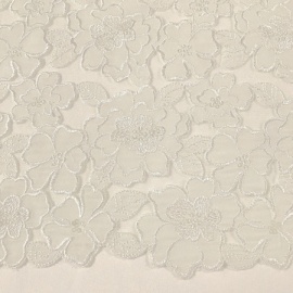 Embroidered Sequin Chiffon Flower Tulle IVORY
